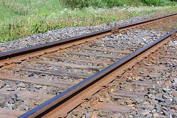 Image showing Railroad Tracks Close Up