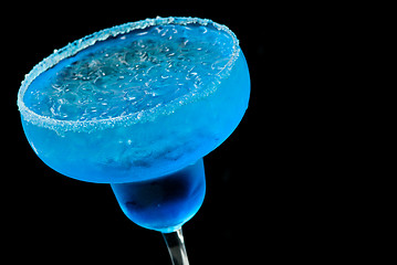 Image showing blue cocktail closeup on the black background