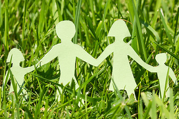 Image showing Paper family on a  green grass