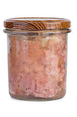 Image showing Canned meat in glass jar