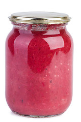 Image showing Glass jar with horseradish sauce