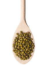 Image showing Spoonful of mung beans