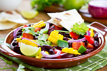 Image showing Bean salad with tortilla