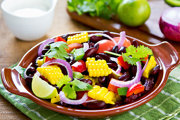 Image showing Bean salad with tortilla