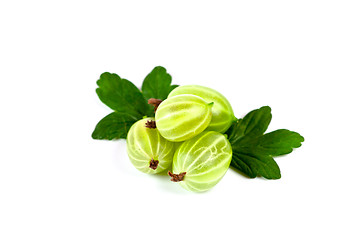 Image showing gooseberries with leaves