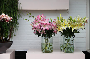 Image showing Amazing flowers in vases 