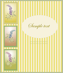 Image showing Greeting card with lupine . Illustration lupines.