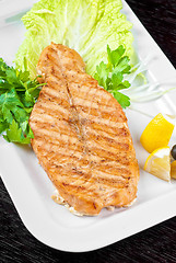 Image showing Grilled salmon steak