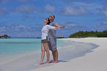 Image showing happy young  couple at summer vacation have fun and relax at bea