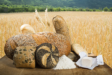 Image showing Bread and wheat cereal crops
