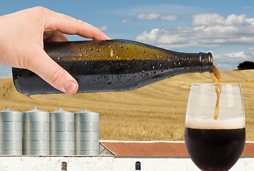 Image showing Beer and factory on the background