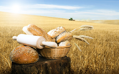 Image showing Bread and wheat cereal crops