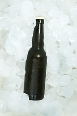 Image showing Bottle of beer and ice cubes