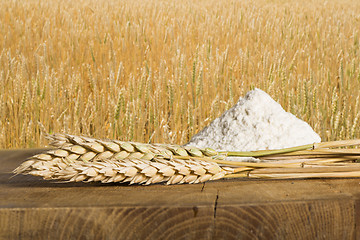 Image showing Bread, flour and wheat cereal crops.