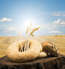 Image showing Bread and wheat ears.