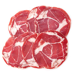 Image showing slices of chorizo