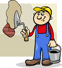 Image showing worker with trowel cartoon illustration