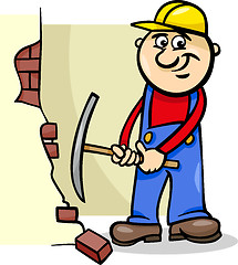 Image showing worker with pick cartoon illustration