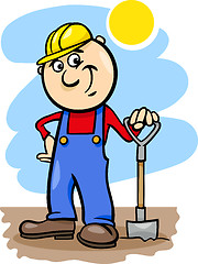 Image showing worker with spade cartoon illustration