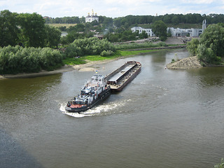 Image showing empty barge going on the river