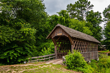 Image showing old wooden covered bridge in alabama