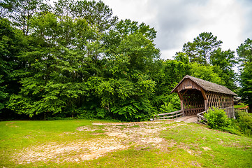 Image showing old wooden covered bridge in alabama