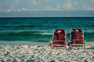 Image showing two chairs on a beach