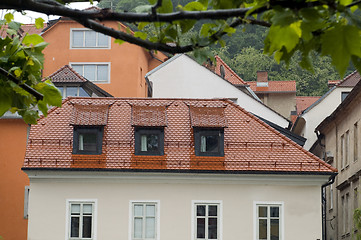 Image showing medieval architecture building on Ljubljanica river Ljubljana Sl