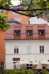 Image showing medieval architecture building on Ljubljanica river Ljubljana Sl