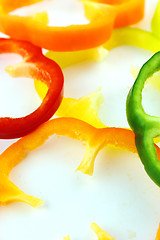 Image showing slices of colorful sweet bell pepper 