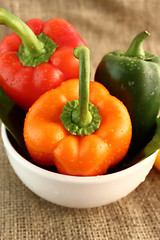 Image showing Red, Orange and Yellow sweet pepper 