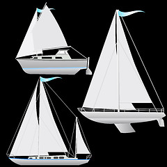 Image showing Set sailing boat floating. Vector illustration.