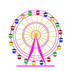 Image showing Silhouette atraktsion colorful ferris wheel. Vector  illustratio