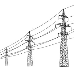 Image showing Silhouette of high voltage power lines. Vector  illustration.