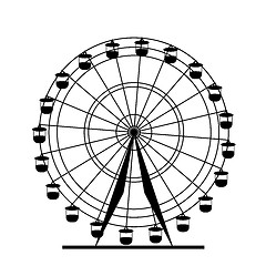 Image showing Silhouette atraktsion colorful ferris wheel. Vector  illustratio