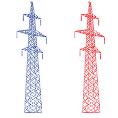 Image showing Silhouette of high voltage power lines. Vector  illustration.