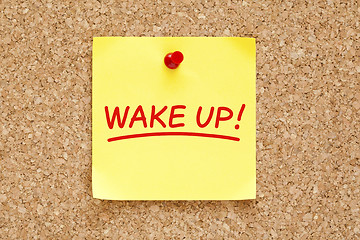 Image showing Wake Up Sticky Note