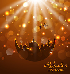 Image showing Celebration glowing card for Ramadan Kareem