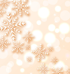 Image showing Abstract Christmas light background with snowflakes