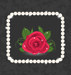 Image showing Vintage with red rose and pearls 