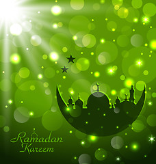 Image showing Islamic glow card for Ramadan Kareem