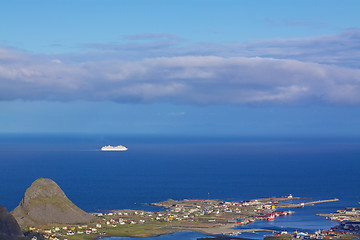 Image showing Ocean liner on norwegian coast