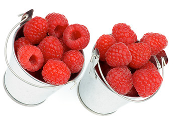 Image showing Buckets with Raspberries