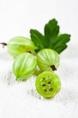 Image showing gooseberries with leaves