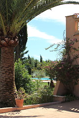 Image showing Partial view of home with pool
