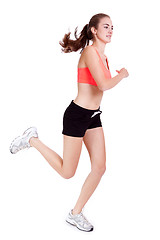 Image showing young attractive woman jogging jogger sport isolated