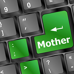Image showing Keyboard with mother word on computer button