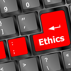 Image showing ethics concept on the modern computer keyboard key