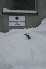 Image showing Bike burried in snow