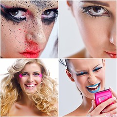 Image showing collage photo of Beautiful Woman with  Luxury Makeup